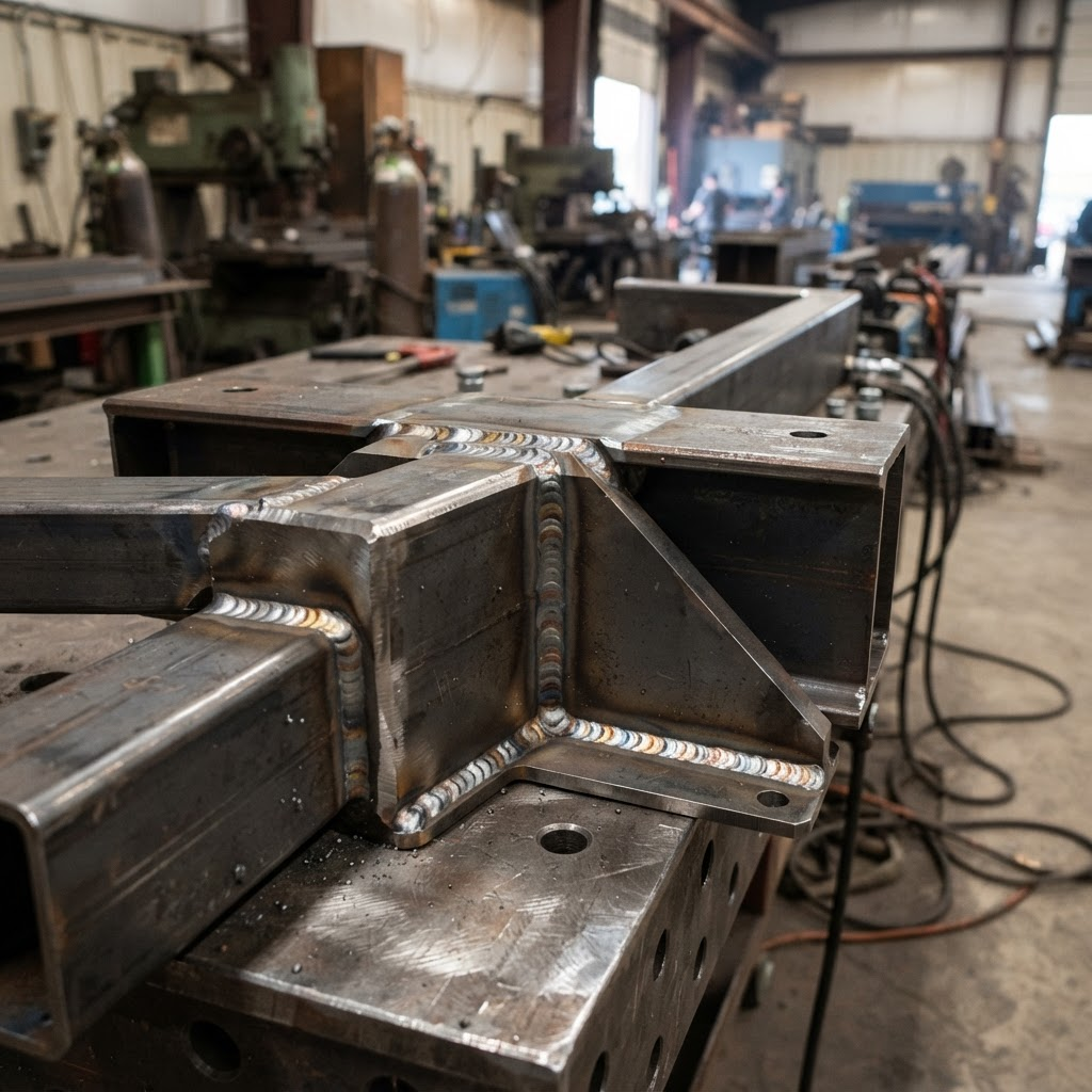 Steel fabrication work at RBM Steelworks workshop, Seymour VIC